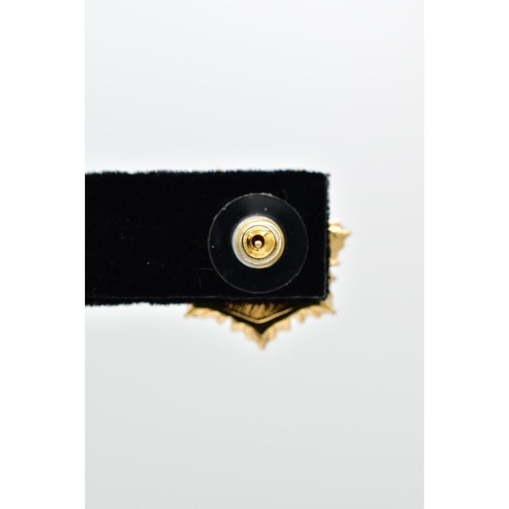 Christian Dior Vintage Black Cabochon Earrings Crystal Gold NOS Signed 80s BinQ - Picture 9 of 12